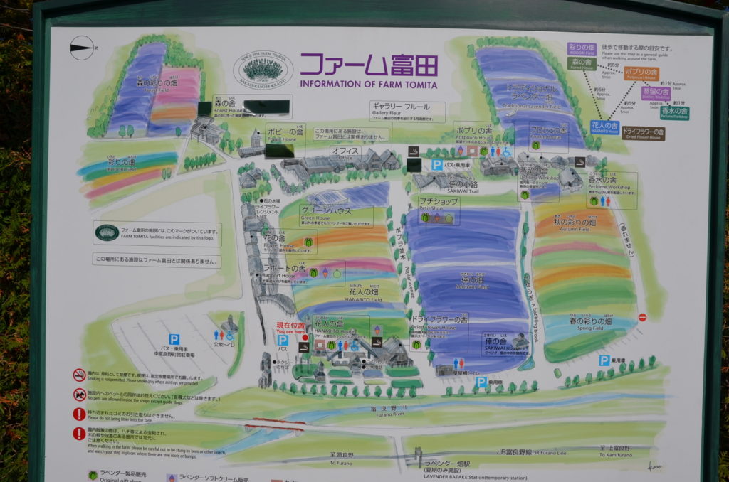 Map Tomita Farm Furano Hokkaido