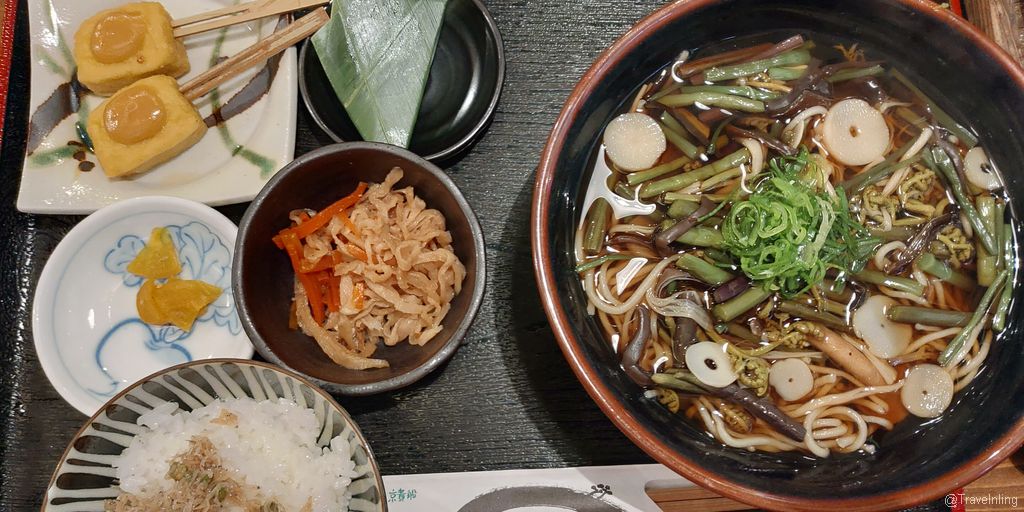 Noodle with vegetables in Denbei Kibune Kyoto