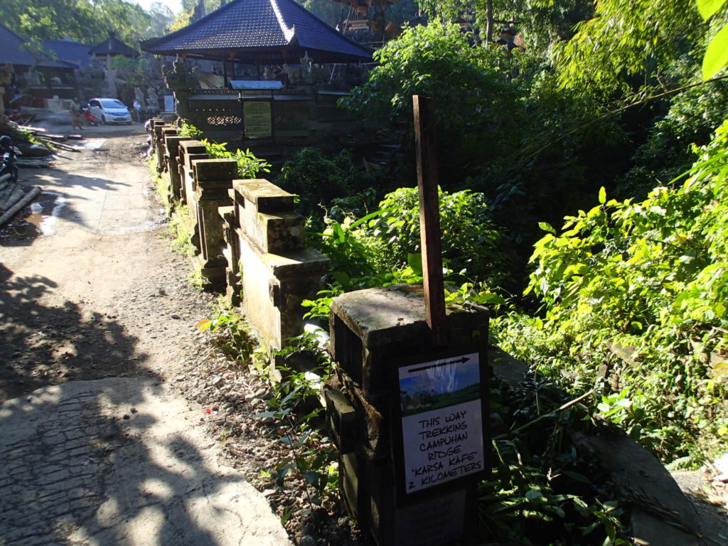 Sign to the trekking Ubud Bali