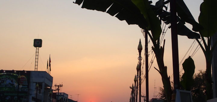 Sukhothai new city bridge sunset