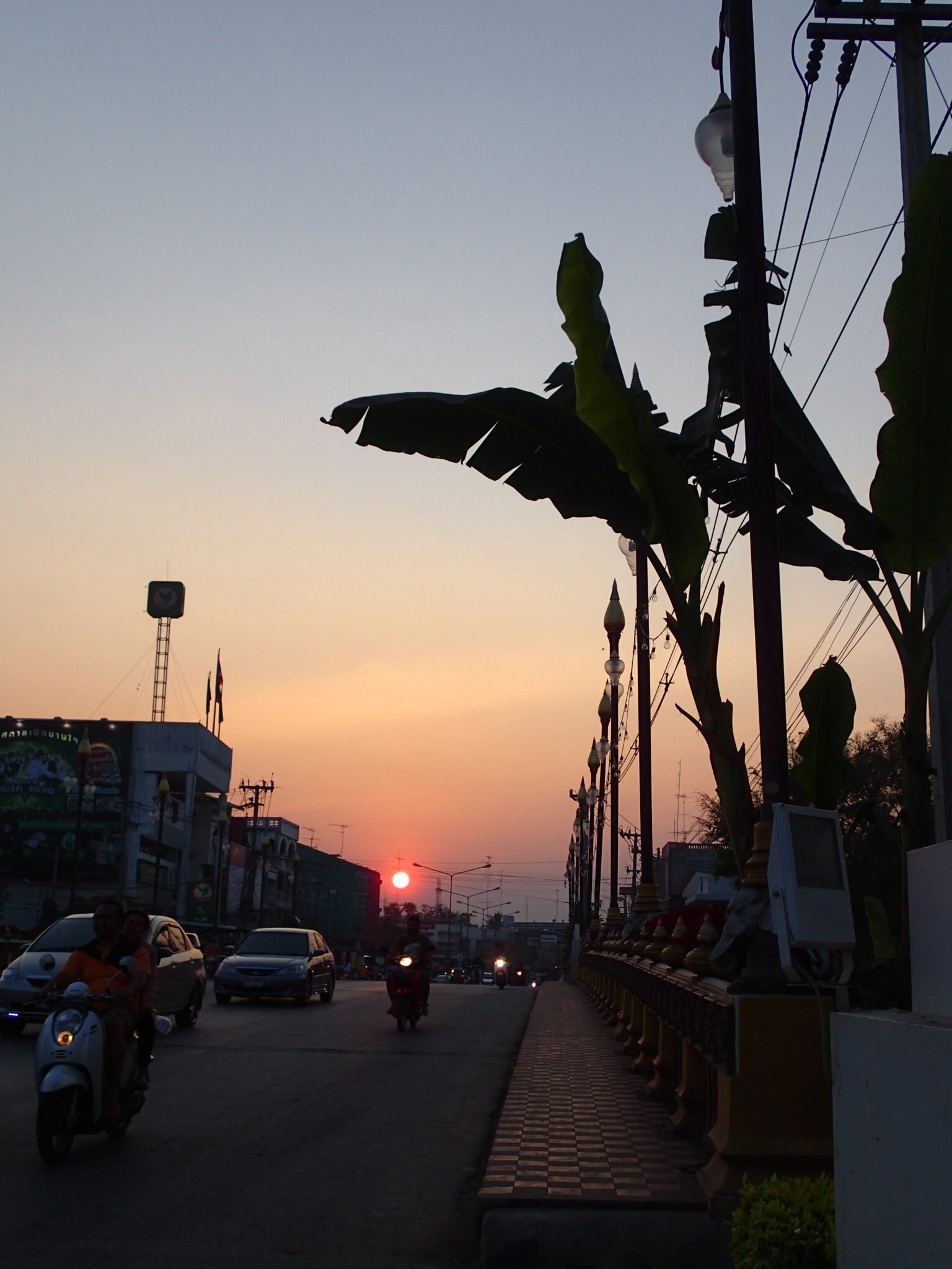 Sukhothai new city bridge sunset rotated