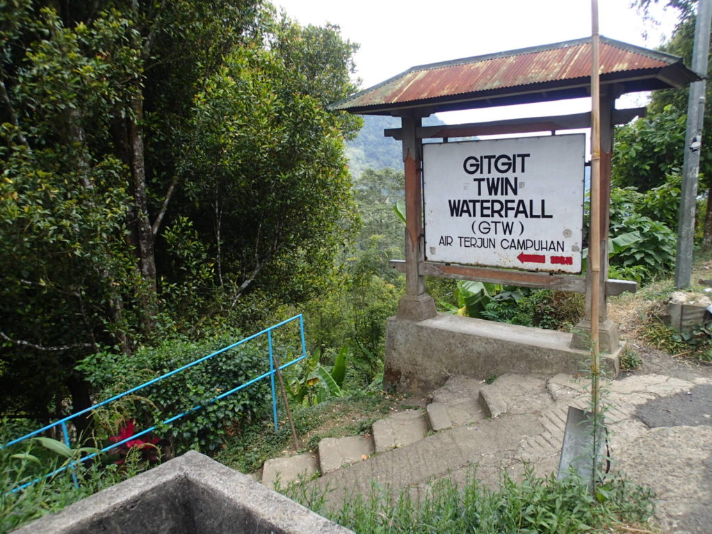 sign to Gitgit twin waterfall Bali