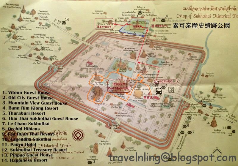 sukhothai tourist map